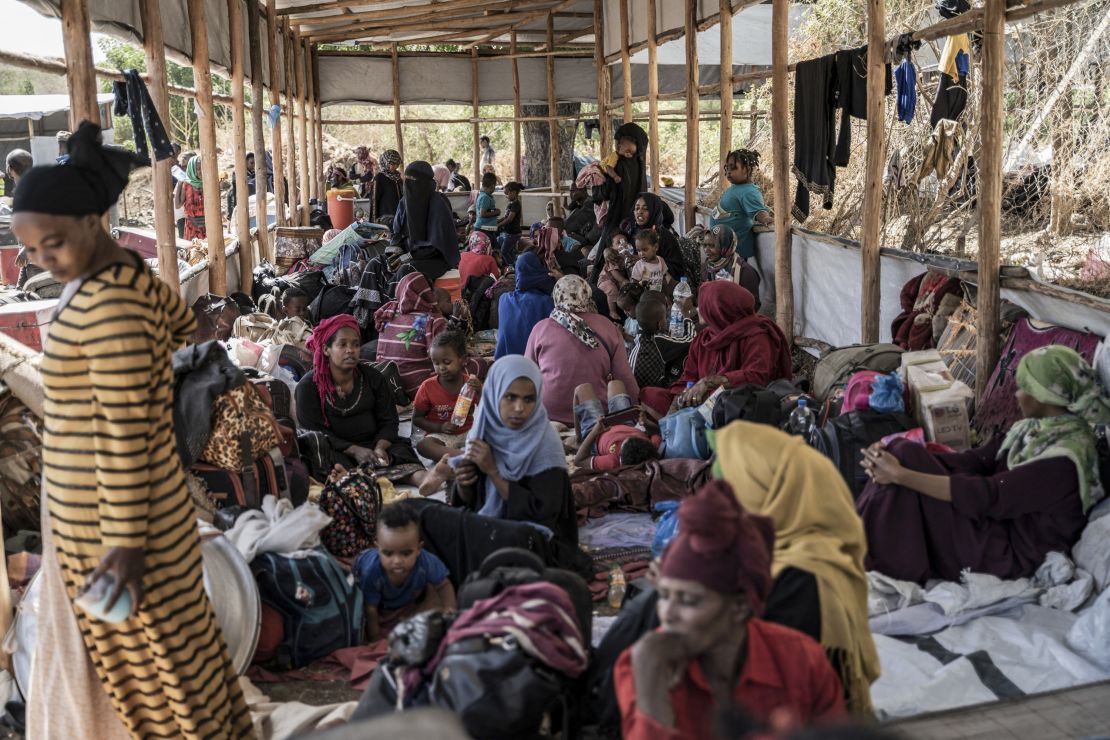 Refugees from Sudan take shelter in Metema, Ethiopia.