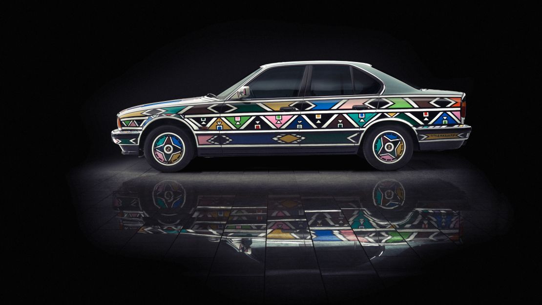 Esther Mahlangu's 'Art Car' featured the bold colors and geometric patterns used in the traditional arts and crafts of the Southern Ndebele people.