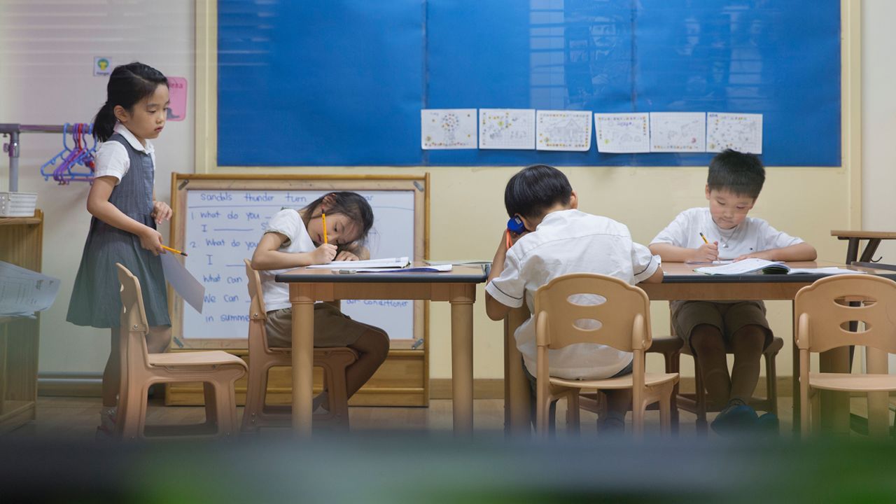 Children study at a private hagwon academy in Seoul, South Korea, on August 10, 2016.