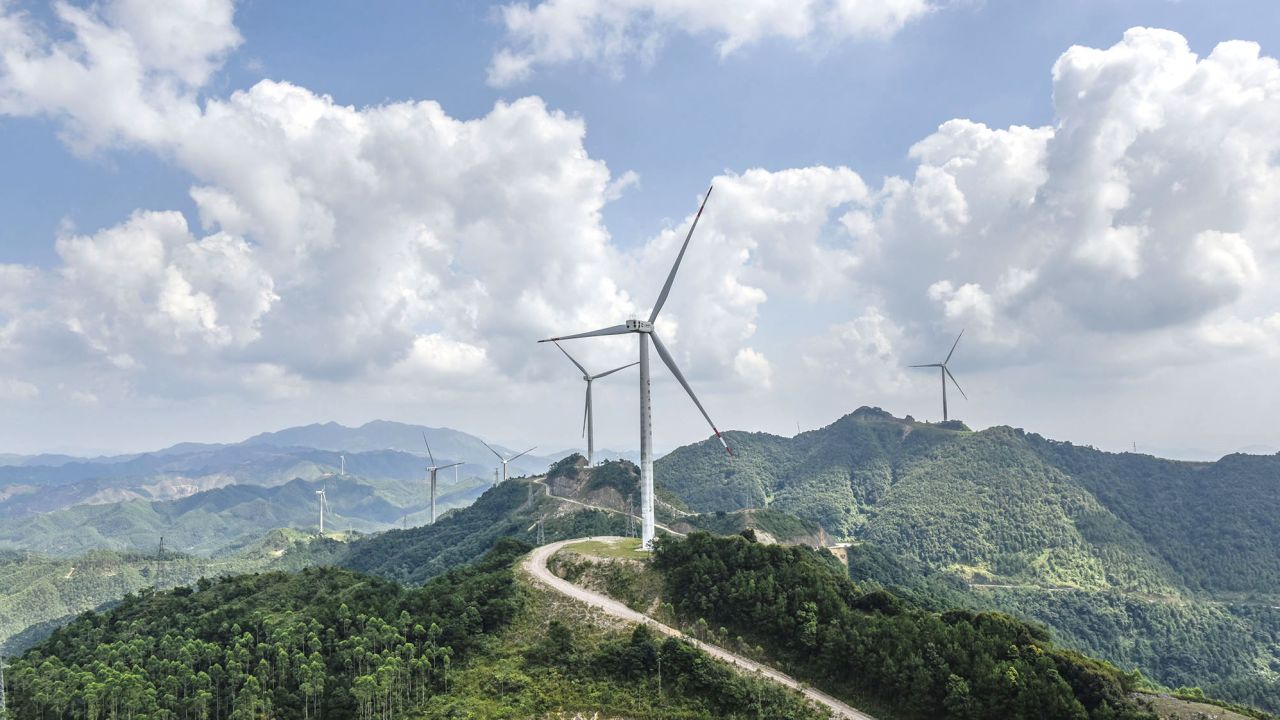 Wind farm in Nanning in south China's Guangxi Zhuang autonomous region.