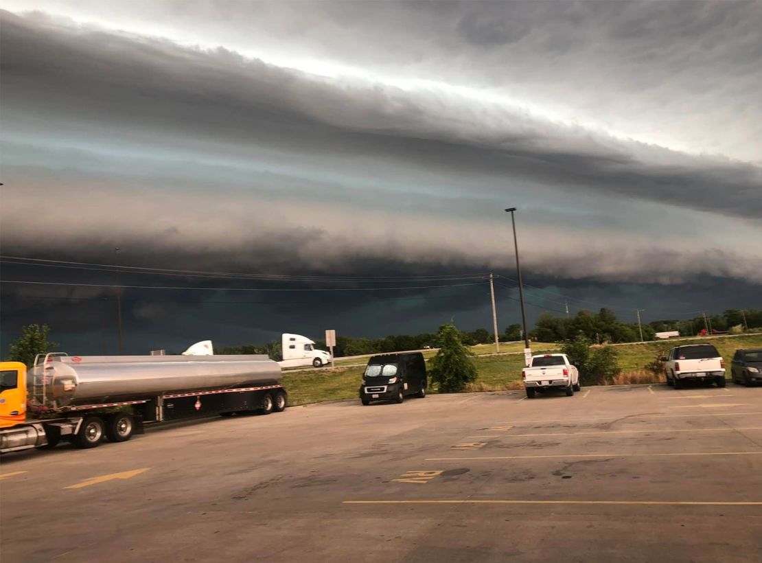 The thunderstorm complext passed through Greenup, Illinois, early Thursday afternoon. Zac Canteloupe, who took this photo, said he was "hoping that everyone stays safe" in the dangerous weather.