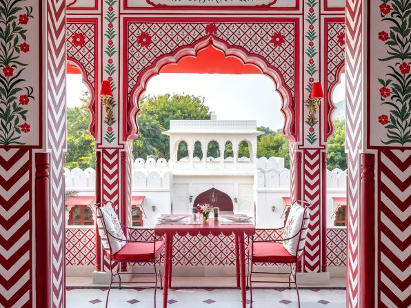 <strong>Cherry bomb:</strong> While Jaipur is known as the pink city for its pastel-hued buildings, Villa Palladio's designers chose red as their primary color.