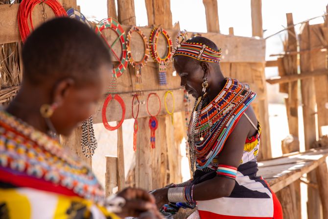 The lifestyle of an Umoja resident is modest, with the women working to earn income for food and educational resources for the village's children and some of the women themselves. The women make money by selling their handcrafted jewelry, pictured, an intrinsic part of Samburu culture, mainly to tourists.
