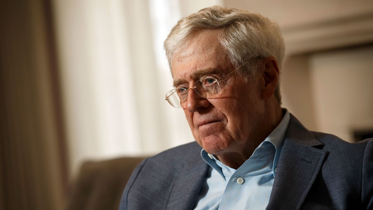 Charles Koch is interviewed at a summit in Dana Point, California, on August 3, 2015.