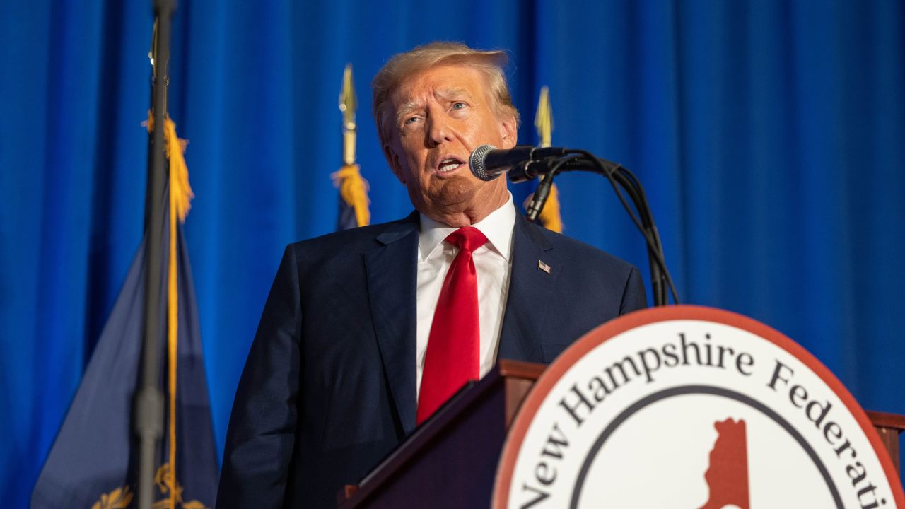 Former President Donald Trump speaks on June 27, 2023, in Concord, New Hampshire. 