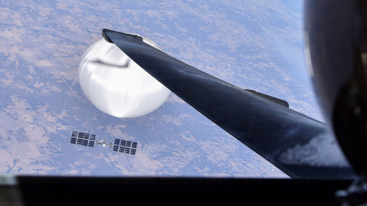 A US Air Force U-2 pilot looks down at the Chinese surveillance balloon as it hovers over the central continental United States on February 3, 2023.