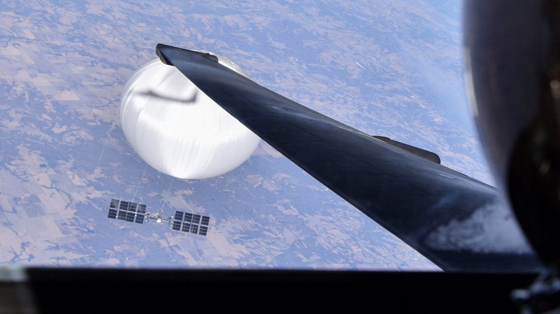 A U.S. Air Force U-2 pilot looks down at the suspected Chinese surveillance balloon as it hovers over the central continental United States on February 3, 2023 before later being shot down by the Air Force off the coast of South Carolina, in this photo released by the U.S. Air Force through the Defense Department on February 22, 2023. U.S. Air Force/Department of Defense/Handout via Reuters ATTENTION EDITORS - THIS PICTURE WAS PROVIDED BY A THIRD PARTY