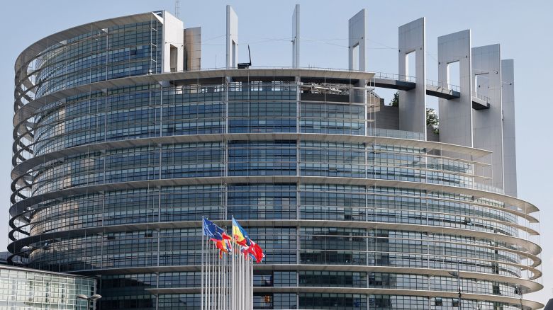 A general view of the European Parliament building, in Strasbourg, eastern France, on May 9, 2022.