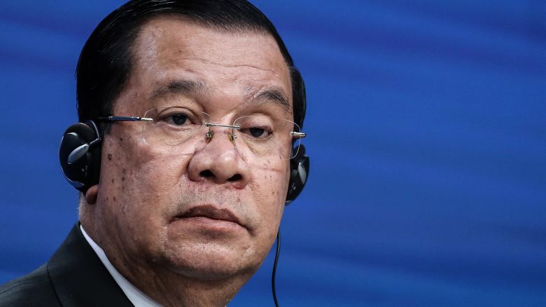 Hun Sen, Cambodia's prime minister, at a news conference following the EU-ASEAN Commemorative summit in Brussels, Belgium, on Wednesday, Dec. 14, 2022.
