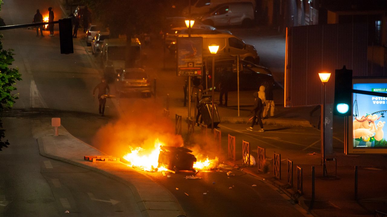 Fires were set in the Paris suburb of Montreuil early Friday morning.