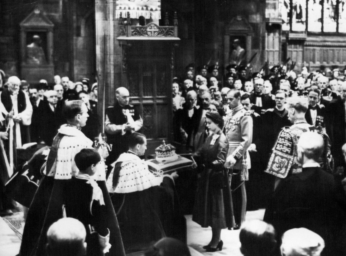 The Queen at St. Giles' Cathedral during her royal visit to Scotland in 1953