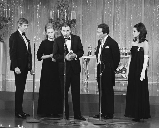 Arkin accepts a Golden Globe Award for his performance in "The Russians Are Coming, The Russians Are Coming."