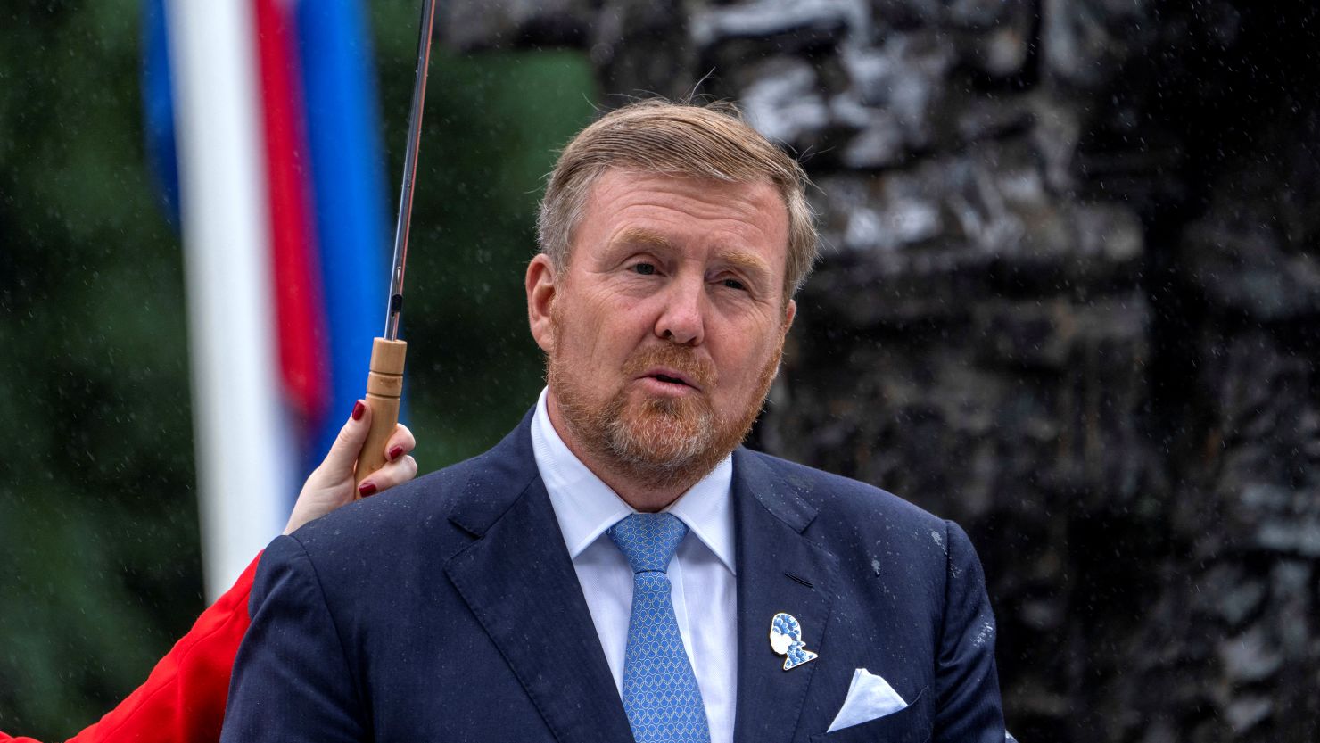 Dutch King Willem-Alexander speaks at an event to commemorate the anniversary of the abolition of slavery by the Netherlands in Amsterdam on Saturday, July 1, 2023. 