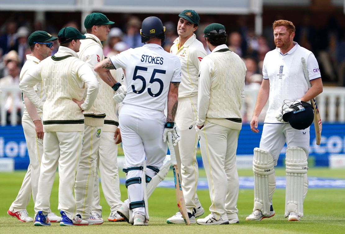 England's Jonny Bairstow (right) reacts after being run out by Australia's Alex Carey during day five of the second Ashes test match at Lord's, London. Picture date: Sunday July 2, 2023.