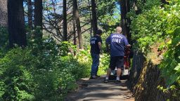 Corbett Fire responds to Oregon's Multnomah Falls, where a man fell from a cliff on a trail Saturday, July 1, 2023.