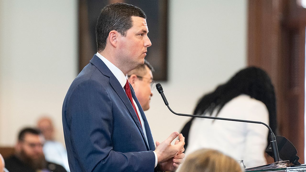 Republican Texas State Rep. Jared Patterson debates HB 900, which would ban sexually explicit materials from library books in schools.