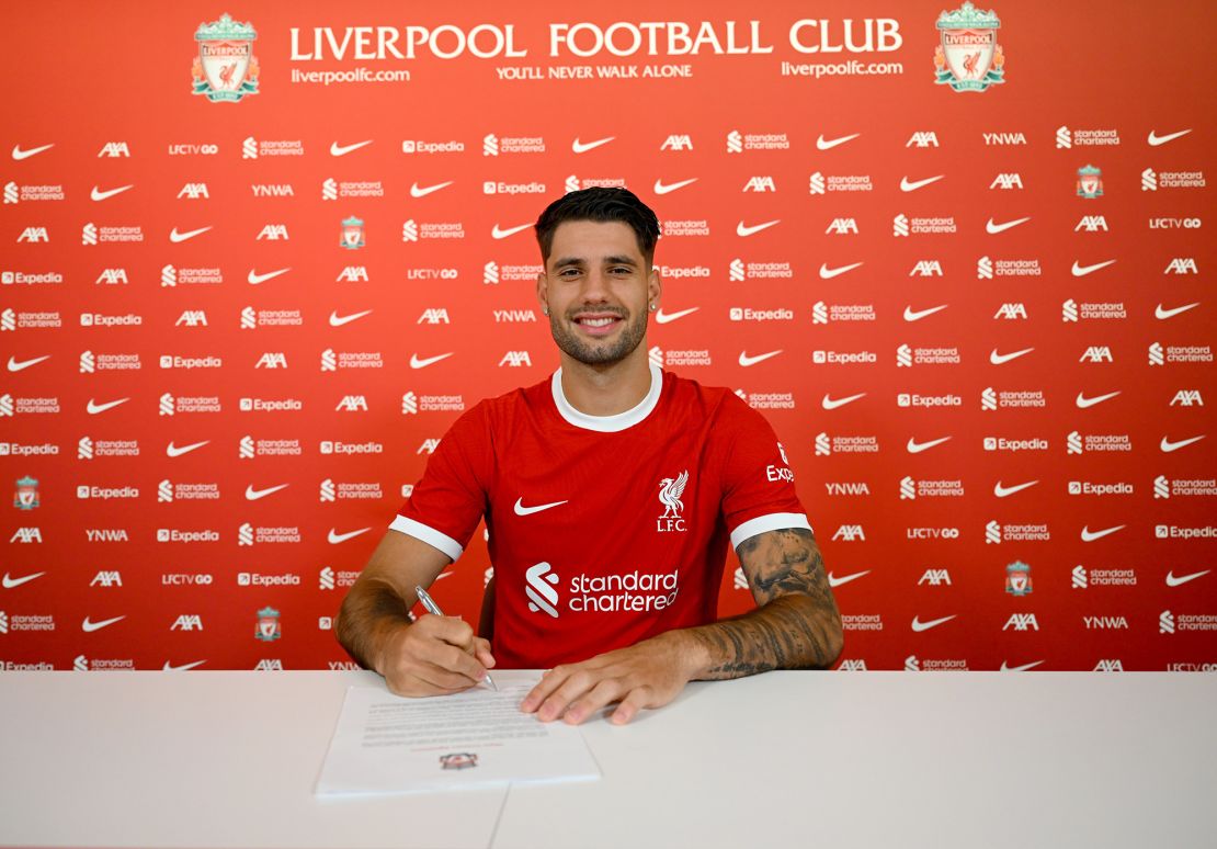 KIRKBY, ENGLAND - JULY 02: (THE SUN OUT, THE SUN ON SUNDAY OUT) Dominik Szoboszlai new signing for Liverpool at AXA Training Centre on July 02, 2023 in Kirkby, England. (Photo by Andrew Powell/Liverpool FC via Getty Images)
