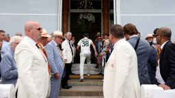 LONDON, ENGLAND - JULY 02: Josh Hazlewood of Australia walks into the long room after Day Five of the LV= Insurance Ashes 2nd Test match between England and Australia at Lord's Cricket Ground on July 02, 2023 in London, England. (Photo by Ryan Pierse/Getty Images)