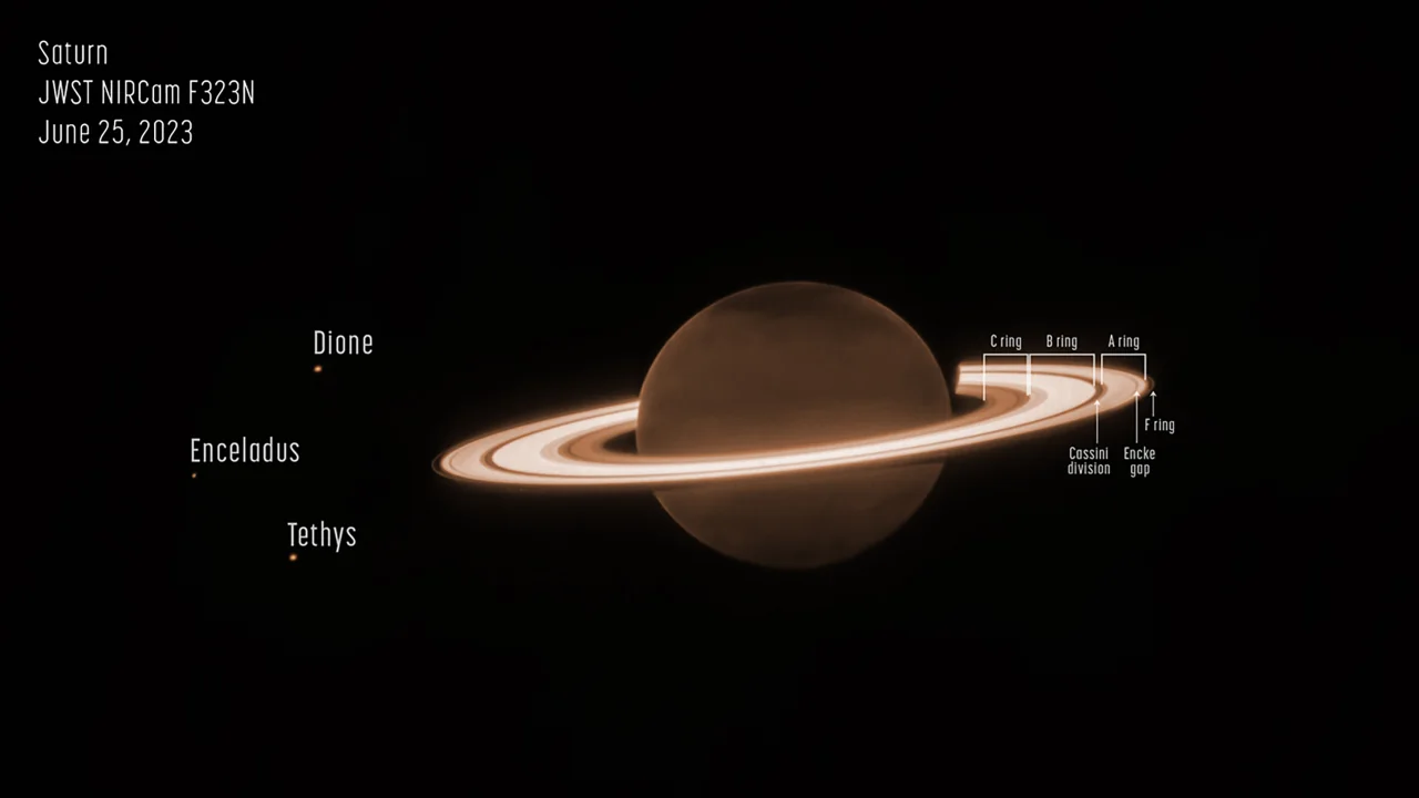 Saturn’s rings shine in new Webb telescope photo