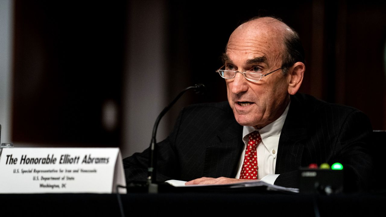Elliott Abrams, special representative for Iran and Venezuela at the U.S. Department of State, speaks during a Senate Foreign Relations Committee hearing in Washington, DC, in September 2020.