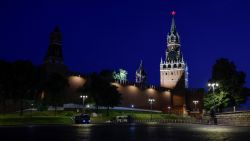 Law enforcement vehicles are seen in front of the Kremlin's Spasskaya Tower in central Moscow, Russia June 24, 2023. REUTERS/Evgenia Novozhenina