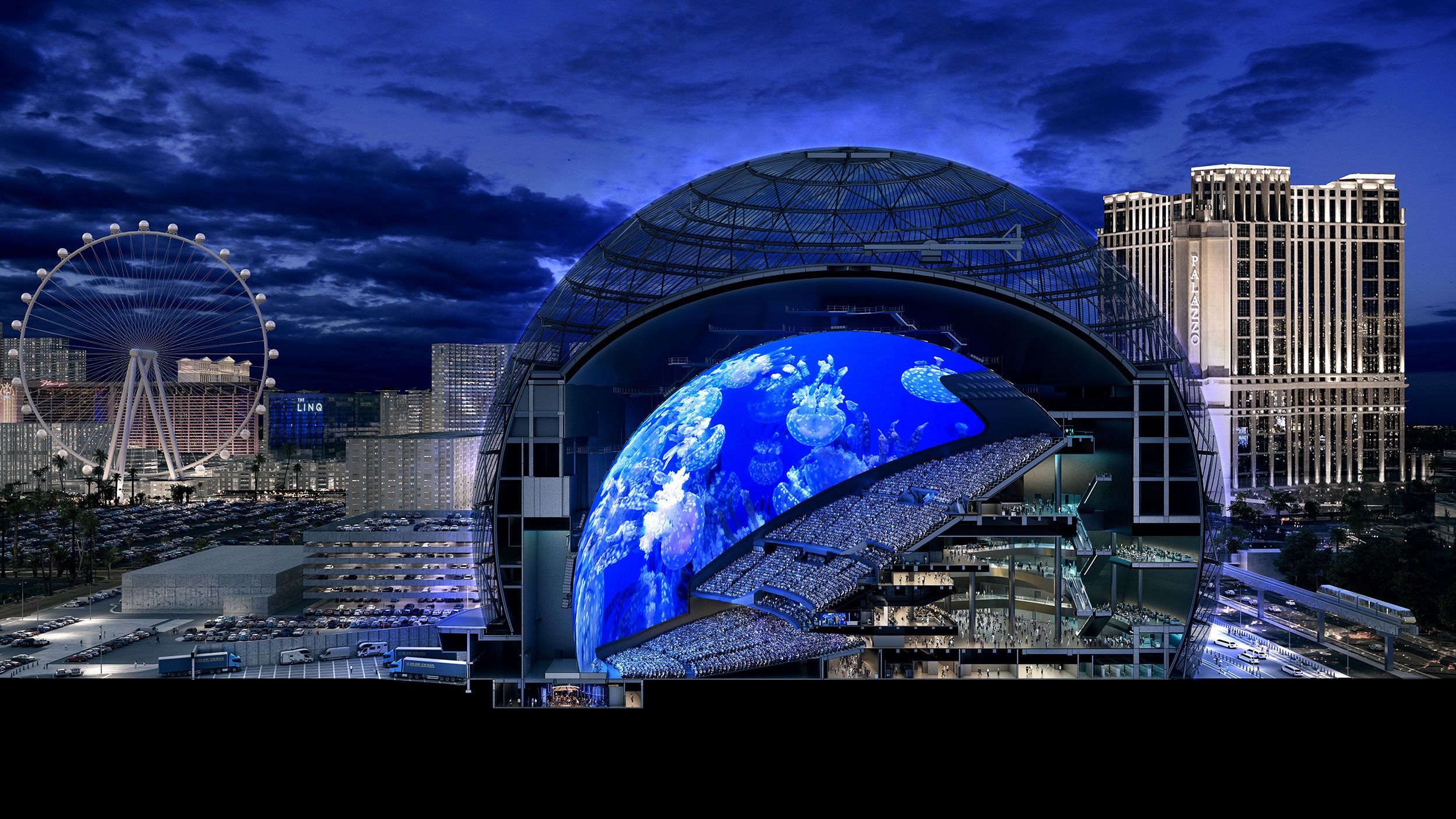 Las Vegas lights up with dome billed as world's largest video screen, Las  Vegas