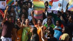 Indian activists and members of the lesbian, gay, bisexual, and transgender (LGBT) community take part in a pride parade in Siliguri on December 30, 2018.