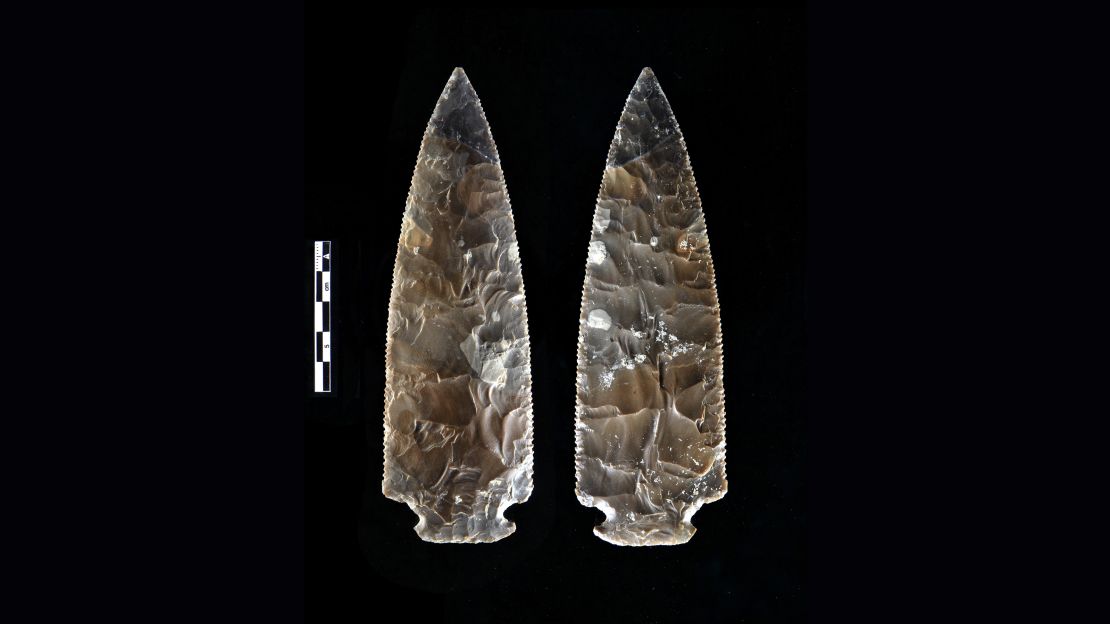 Flint daggers were also found in the tomb.