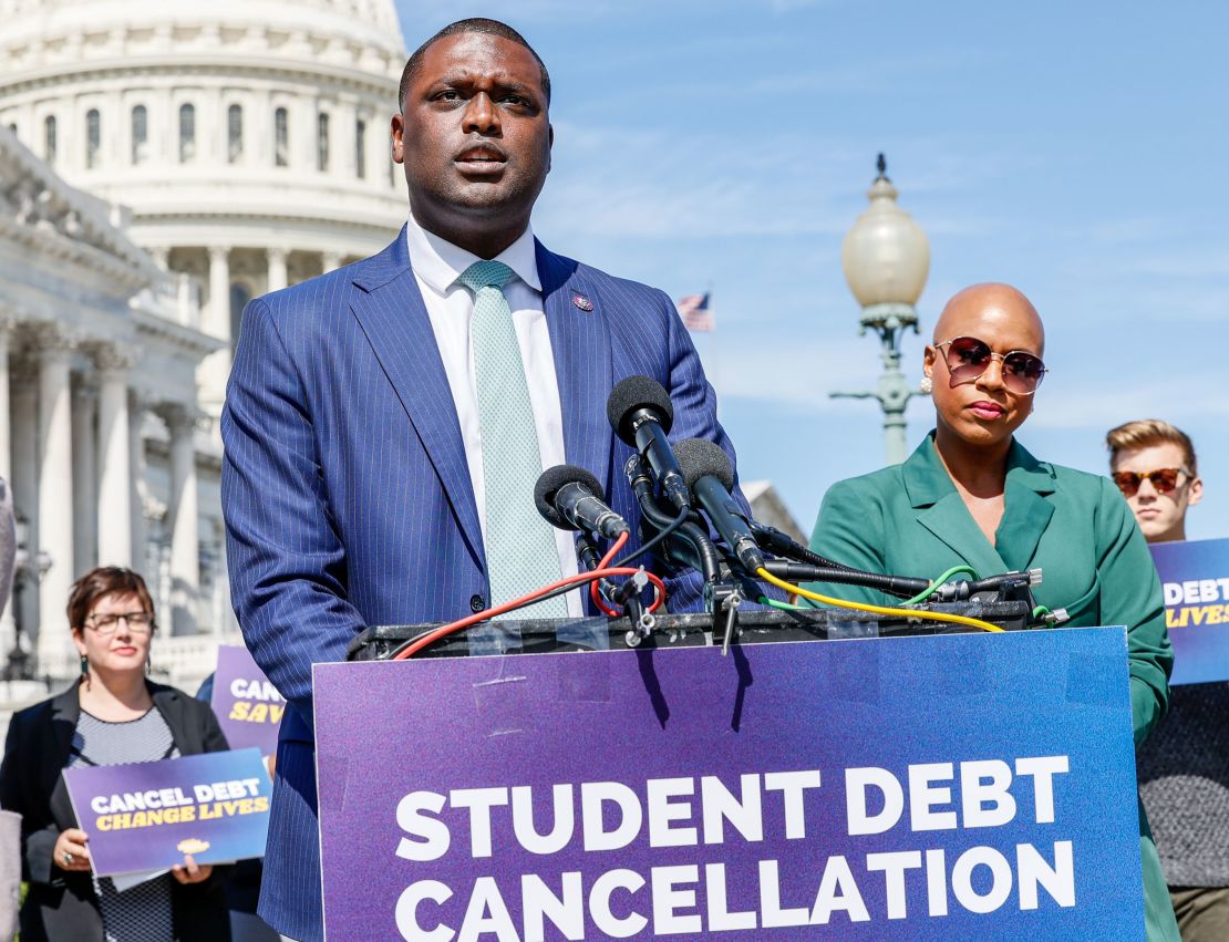 Then-Rep. Mondaire Jones speaks during a news conference on Capitol Hill on September 29, 2022 in Washington, DC. 