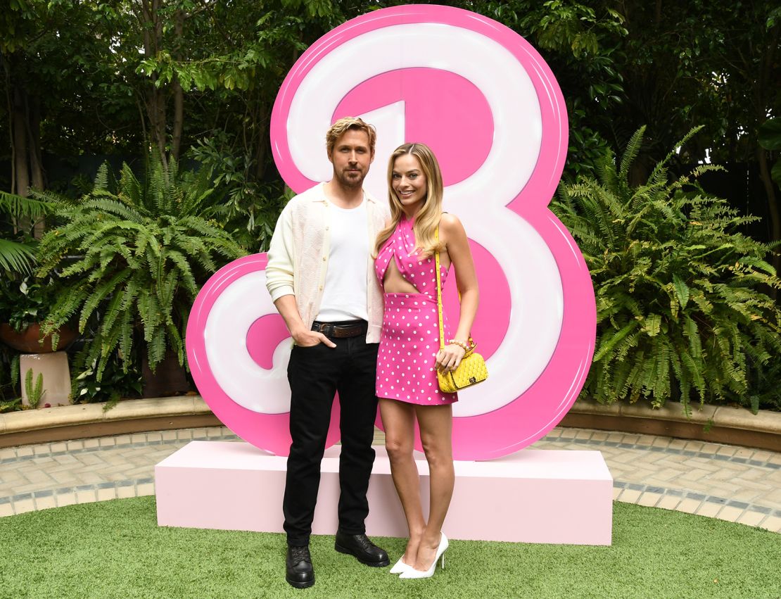 LOS ANGELES, CALIFORNIA - JUNE 25: Ryan Gosling and Margot Robbie attend the press junket and photo call For "Barbie" at Four Seasons Hotel Los Angeles at Beverly Hills on June 25, 2023 in Los Angeles, California. (Photo by Jon Kopaloff/Getty Images)