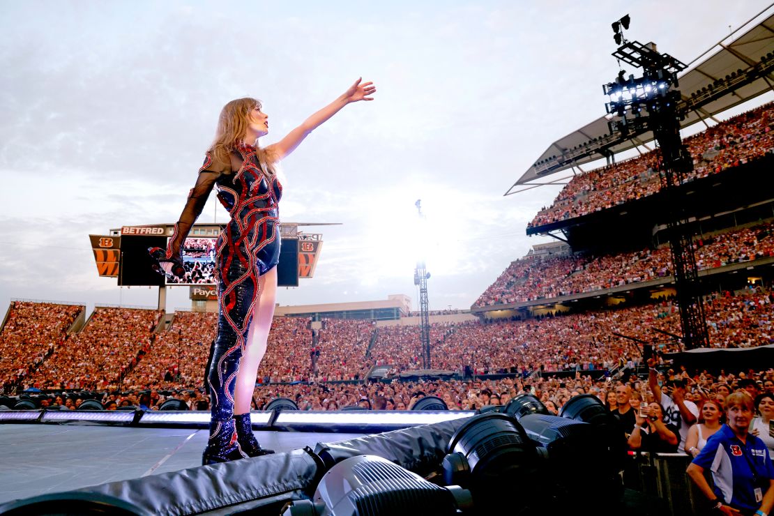 Taylor Swift performing the 'Eras Tour' in Cincinnati in June. 