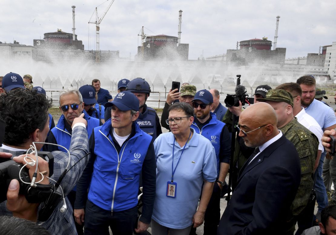 Rafael Grossi, head of the International Atomic Energy Agency (IAEA), visits the Russian-controlled Zaporizhzhia nuclear power plant in southern Ukraine on June 15, 2023. (Photo by Olga MALTSEVA / AFP) (Photo by OLGA MALTSEVA/AFP via Getty Images)