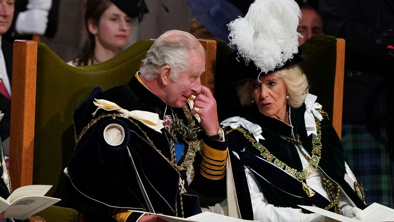 King Charles III and Queen Camilla during the service 