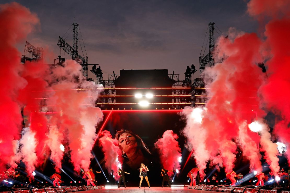 Taylor Swift performs onstage during her US-leg of the Eras Tour.