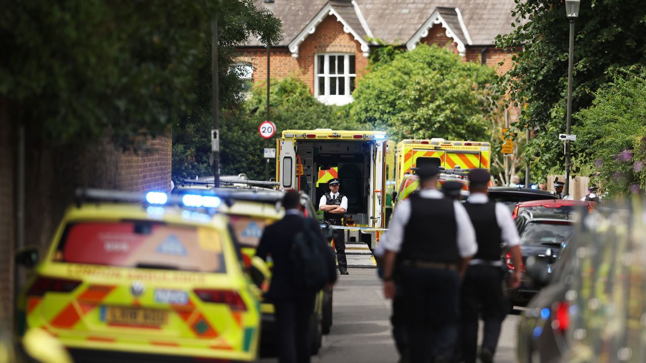 Police and emergency services attend the scene on Thursday.
