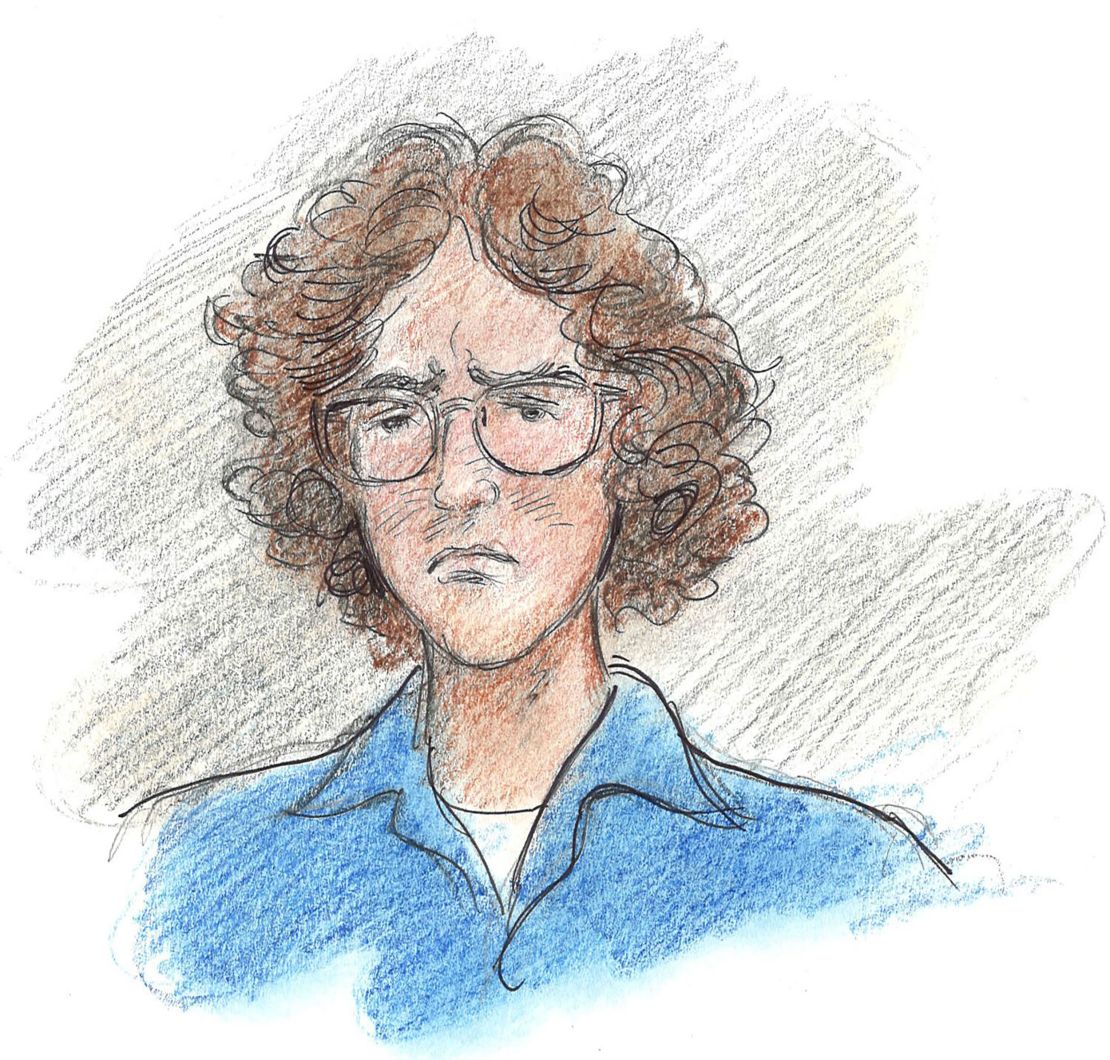 Patrick Crusius in a court sketch from Wednesday's hearing. 