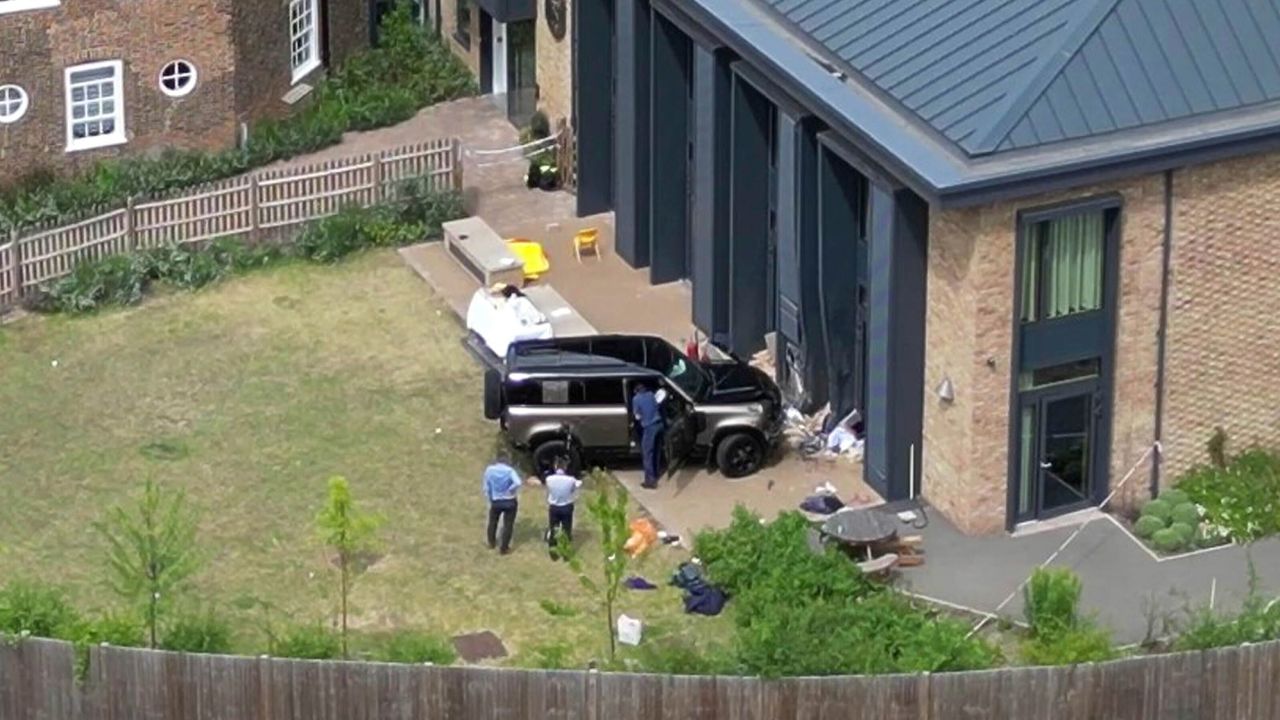 A Land Rover Defender inside the grounds of The Study Preparatory School in Camp Road, Wimbledon, southwest London, on July 6.
