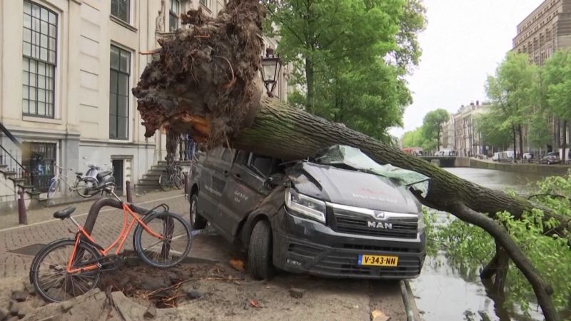 Video: Storm Poly, a rare European summer storm, hits the Netherlands | CNN