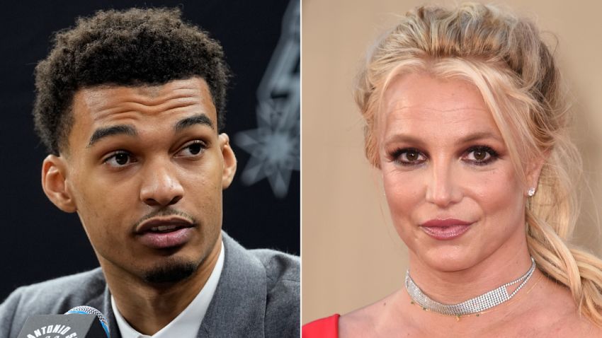 Victor Wembanyama, left, and Britney Spears.