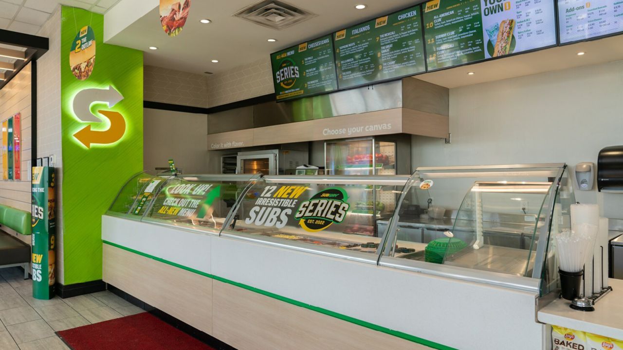 A remodeled Subway restaurant.