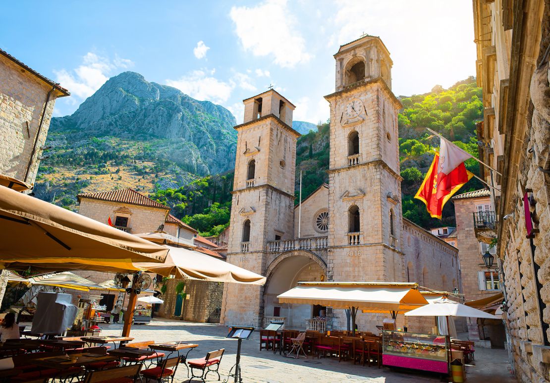 The charming town of Kotor in Montenegro sits on a stunning jewel-toned bay.