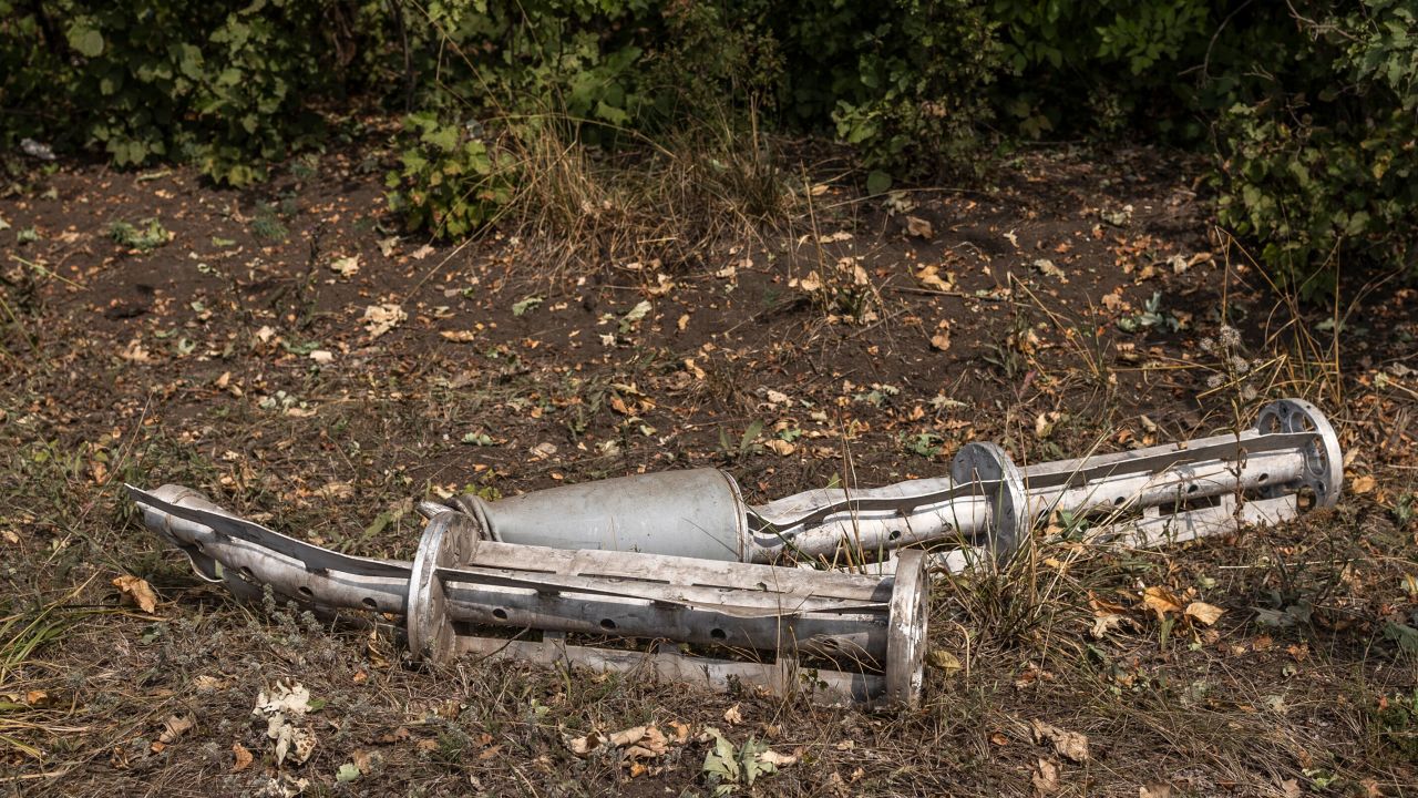 Spent cluster munitions in a field in Pereizne, in the Donetsk region of Ukraine on Aug. 27, 2022.