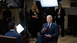 President Joe Biden speaks with CNN's Fareed Zakaria during a televised interview inside the Roosevelt Room at the White House in Washington, on Friday, July 7, 2023. 