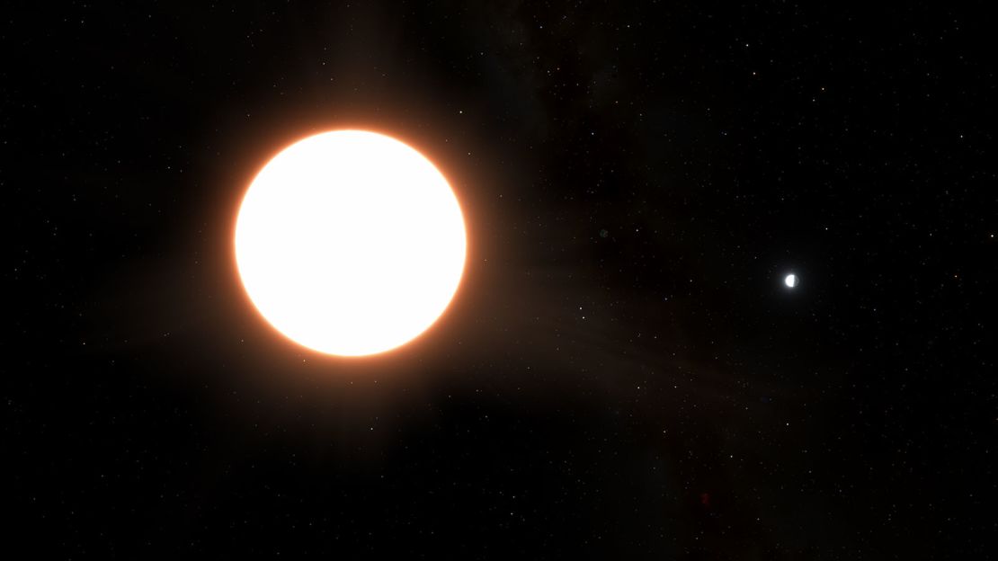An artist impression of exoplanet LTT9779b orbiting its host star. The planet is around the size of Neptune and reflects 80% of the light shone on it, making it the largest known "mirror" in the Universe. This shininess was discovered by detailed measurements made by ESA's Cheops of the amount of light coming from the planet-star system. Because the planet reflects starlight back to us, the amount of light reaching Cheops' instruments slightly decreased when the planet moved out of view behind its star. This small decrease could be measured thanks to the high precision of the detectors.
