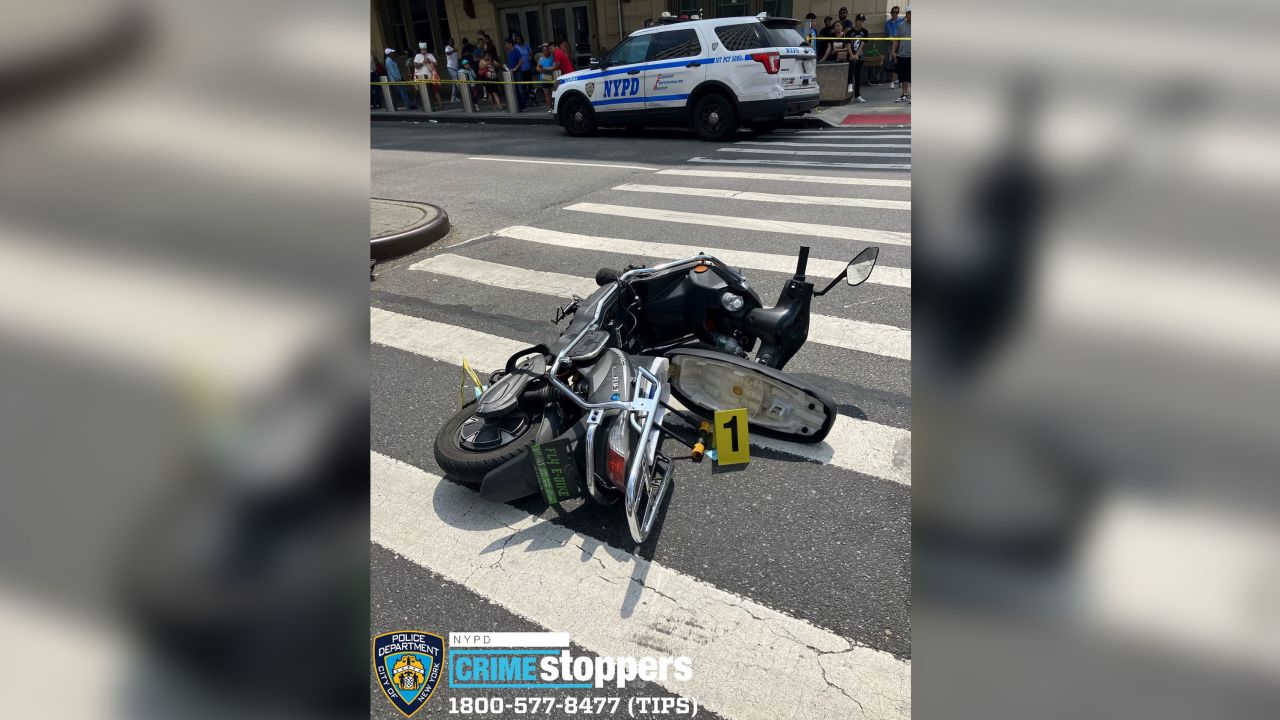 The suspected shooter's scooter is seen here.