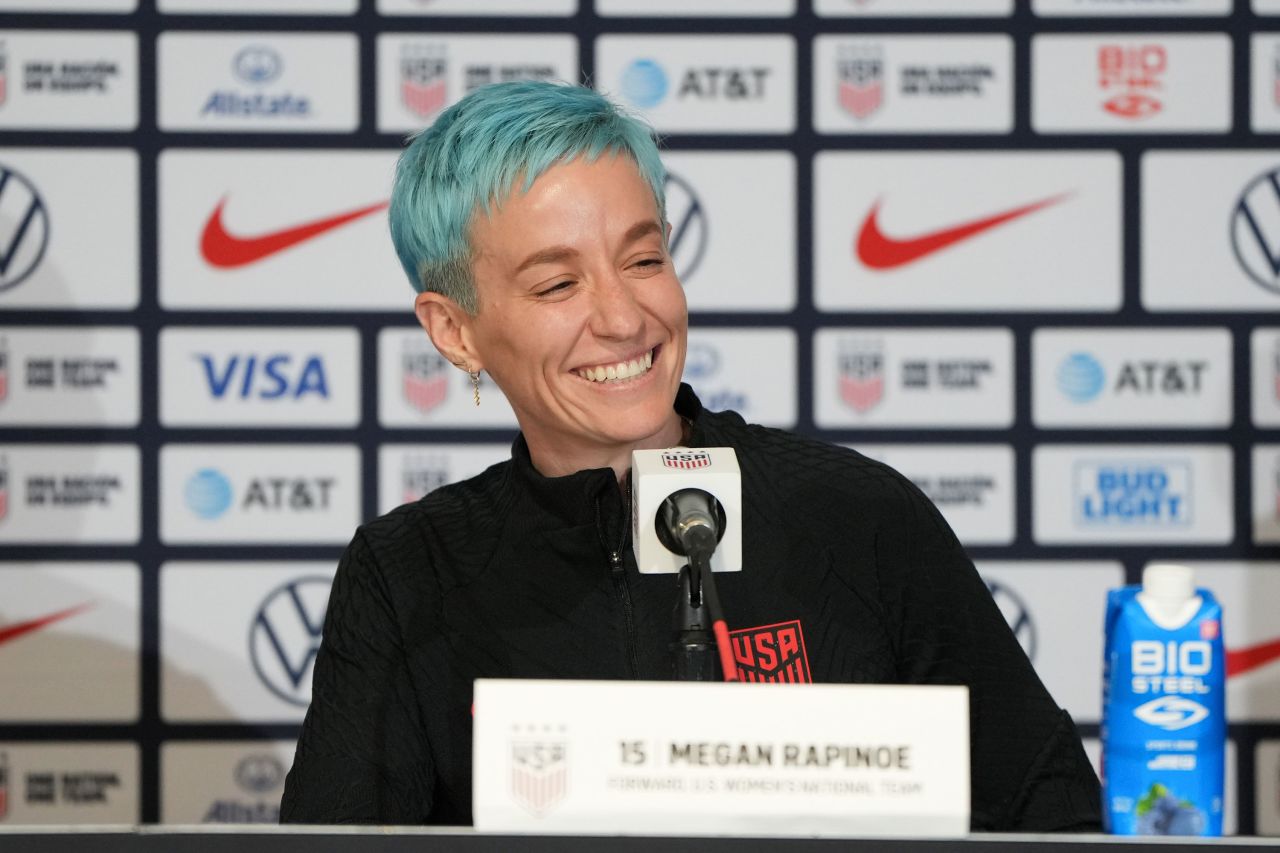 Rapinoe announces at a July 2023 news conference <a href="https://www.cnn.com/2023/07/08/football/megan-rapinoe-announces-retirement-spt-intl/index.html" target="_blank">that she will retire at the end of the season</a>.