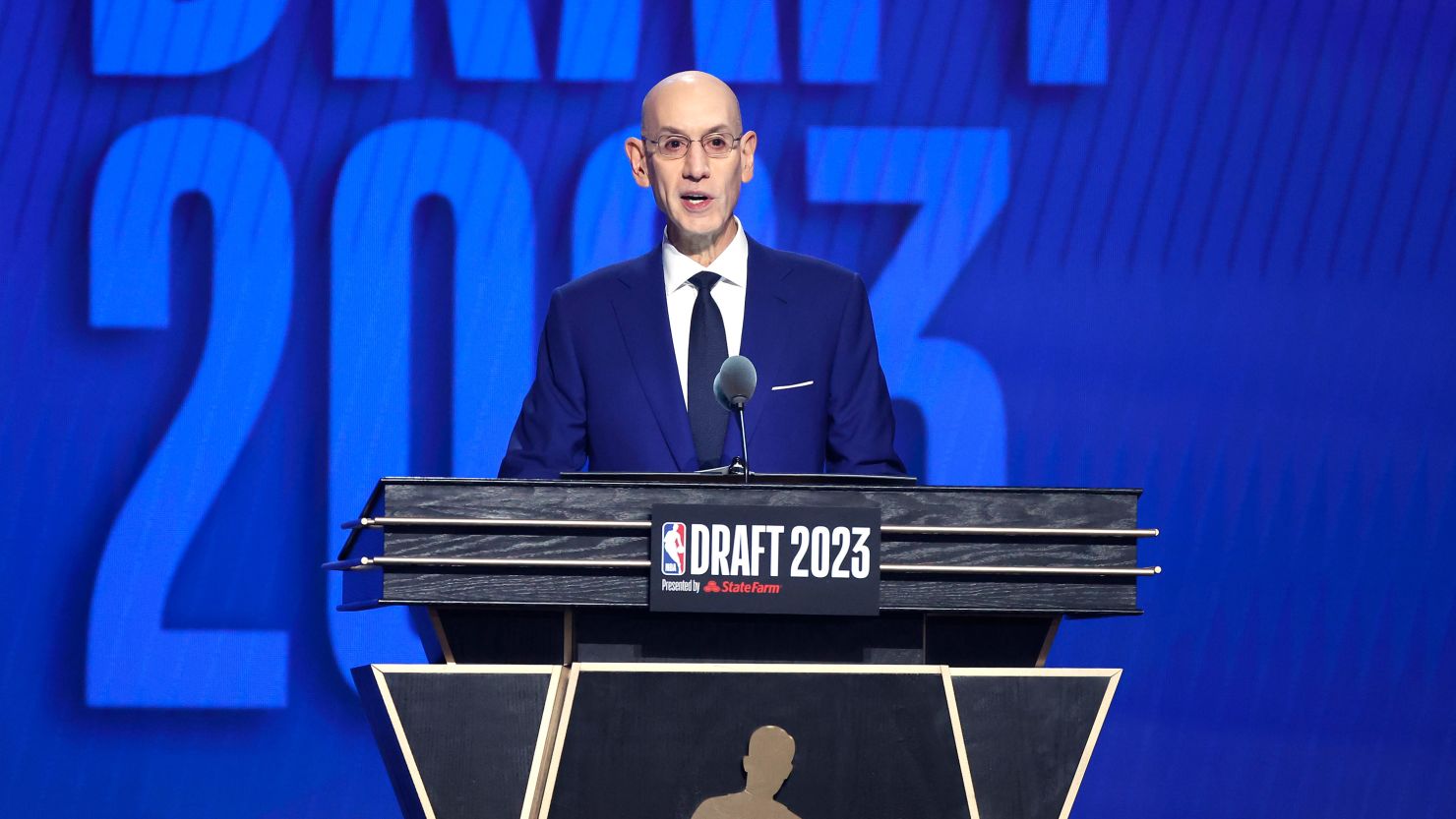 NBA commissioner Adam Silver speaks during the first round of the 2023 NBA Draft at Barclays Center on June 22, 2023 in the Brooklyn borough of New York City. 