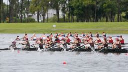 Brown University competes in the Eights C Final during the Division I Women's Rowing Championship held at Nathan Benderson Park on May 26, 2018 in Sarasota, Florida.