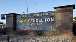 This Nov. 13, 2013, file photo shows the main gate of Camp Pendleton Marine Base at Camp Pendleton, California.