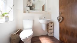 A general view of a bathroom interior of a home